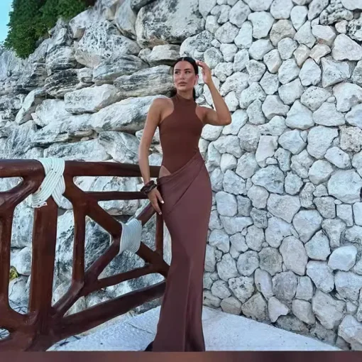 European And American Cross-Border Hot Sale New Slim-Fit Dress Without Sleeves 2024 Summer Autumn Long Illusion Dress