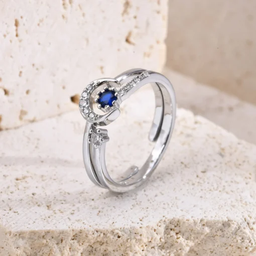 Shiny Zirconia Moon Star Adjustable Ring For Charming Women Wedding Romantic Fine Jewelry mom girlfriend Valentine's day Gift