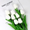 5 Bundles Vibrant Real Touch Artificial Tulips -Faux Flowers - &Home Accent - Weddings,Mother's Day,Valentine's Day