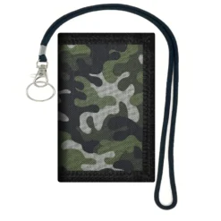 Kids Wallet with Lanyardfor Boys, RFID Trifold Outdoor Sports Wallet for Kids Festivals gifts,Birthday Gifts Wallet - Camo Green