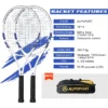 ALPSPORT Carbon Fiber Tennis Racket T800 18K Professional Racket with Bag Lightweight Strap Training Racket for Adults Men Women