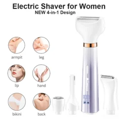 Women Electric Shaver NEW 4-in-1 Rechargeable Razor for Body Bikini Armpit Leg Facial Eyebrow Hair Shaving Epilator Kit