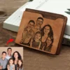Customized Wallet Photo Mens Brown Short Waterproof Multi-Function Matte PU Leather Engraving Picture Personalized Purse For Men