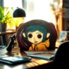 Coraline Face Circle Zip Wallet PU cute cartoon student zipper handbag multi-card folding daily pocket walle