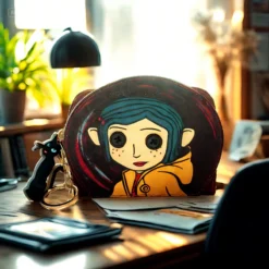 Coraline Face Circle Zip Wallet PU cute cartoon student zipper handbag multi-card folding daily pocket walle